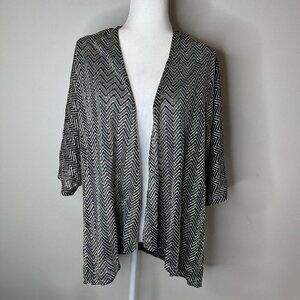 Chicos Wrap Silver Green Metallic Short‎ Sleeve Open Cardigan Size 2 Large